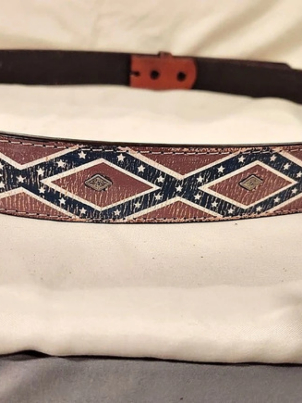 46 Leather Belt in Brown & Blue